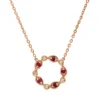 Collier aus 750 Rotgold 5 Rubine 0,09ct rot 5 Brillanten 0,03ct TW-SI L:45cm
