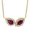 Collier aus 750 Rotgold 2 Rubine 1,05ct rot 28 Brillanten 0,27ct F-VSI L:43,2cm