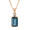 Collier aus 750 Rotgold Topas 0,62ct London Blue Brillant 0,01ct TW-SI L:0,4 cm