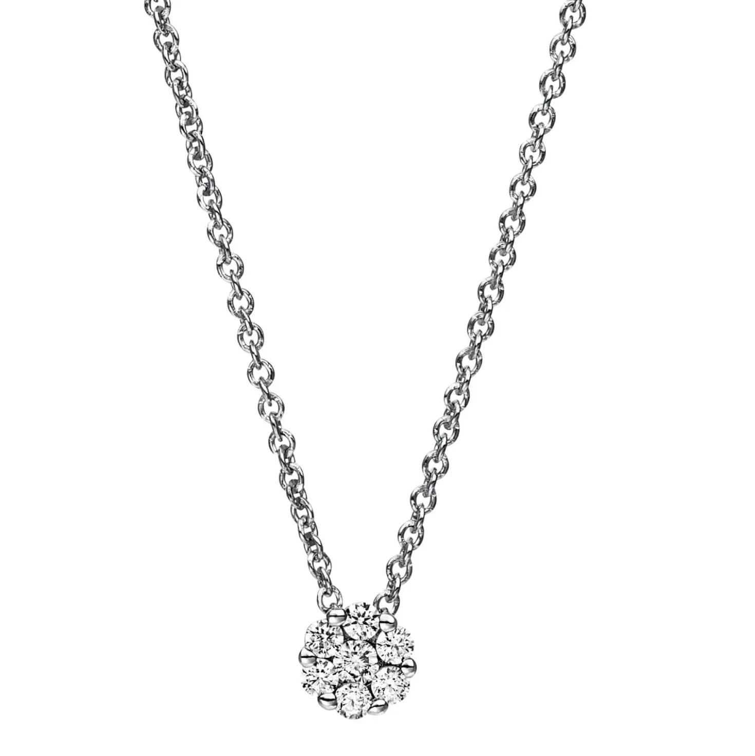 Collier aus 585 Weißgold 6 Brillanten 0,12ct TW-SI 1 Brillant 0,04ct TW-SI L:42cm