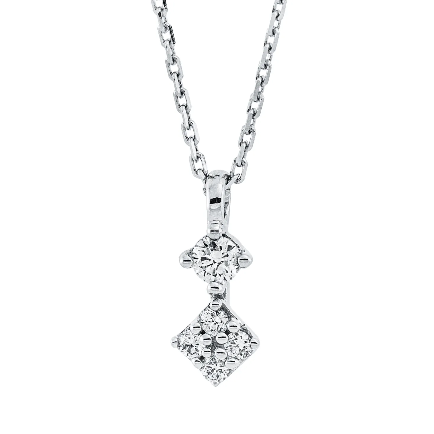 Collier aus 750 Weißgold 4 Brillanten 0,05ct TW-SI 1 Brillant 0,05ct TW-SI L:45cm