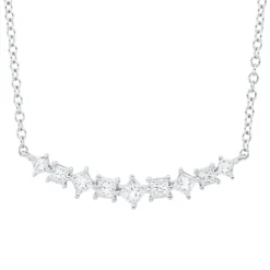 Collier aus 585 Weißgold 9 Diamanten Prinzess-Schliff 0,66ct W-SI L:45cm