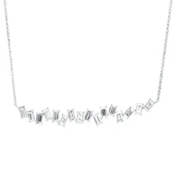 Collier aus 750 Weißgold 16 Diamanten Baguette-Schliff 2,3ct TW-SI L:43cm