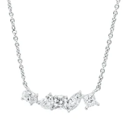Collier aus 750 Weißgold 5 Diamanten Fanatsy-Schliff 0,48ct TW-VSI/SI L:45,7cm