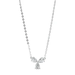 Collier aus 750 Weißgold 3 Diamanten Tropfen-Schliff 1,01ct TW-VSI L:50,8cm