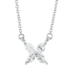 Collier aus 750 Weißgold 4 Diamanten Navette-Schliff 0,24ct TW-VSI L:45,7cm