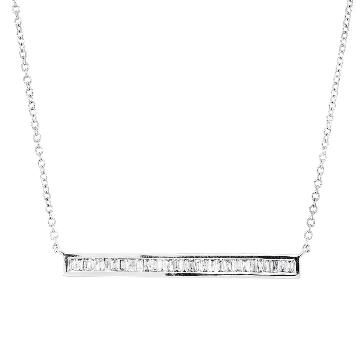 Collier aus 750 Weißgold 30 Diamanten Trapez-Schliff 0,29ct TW-SI/PI L:46cm