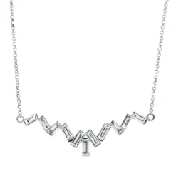 Collier aus 750 Weißgold 11 Diamanten Baguette-Schliff 0,93ct TW-SI L:43,2cm