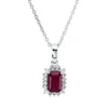 Collier aus 750 Weißgold Rubin 0,64ct rot 18 Diamanten 0,11ct TW-SI L:45cm