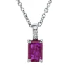 Collier aus 750 Weißgold Rubin 0,71ct rot 3 Brillanten 0,02ct TW-SI L:45cm