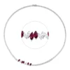 Collier aus 750 Weißgold 5 Rubine 1,21ct rot 86 Diamanten 3,19ct F-VSI L:43,2cm