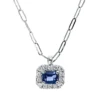 Collier aus 750 Weißgold Saphir 0,26ct blau 14 Brillanten 0,09ct TW-SI L:45,7cm