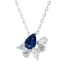 Collier aus 750 Weißgold Saphir 0,5ct blau 5 Diamanten 0,31ct TW-SI L:45,7cm