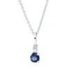 Collier aus 750 Weißgold Saphir 0,31ct blau Brillant 0,02ct TW-SI L:45cm