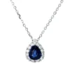 Collier aus 750 Weißgold Saphir 0,59ct blau 13 Brillanten 0,24ct TW-SI L:43,2cm
