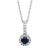 Collier aus 750 Weißgold Saphir 0,33ct blau 19 Brillanten 0,12ct TW-SI L:45,7cm