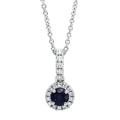 Collier aus 750 Weißgold Saphir 0,33ct blau 19 Brillanten 0,12ct TW-SI L:45,7cm