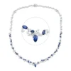 Collier aus 750 Weißgold 33 Saphire 6,53ct blau 58 Diamanten 4,4ct TW-SI L:45cm