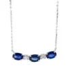 Collier aus 750 Weißgold 3 Saphire 1,68ct blau 2 Brillanten 0,18ct TW-SI L:45cm