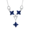 Collier aus 750 Weißgold 15 Saphire 3,04ct blau 69 Brillanten 0,3ct TW-SI L:45,7cm