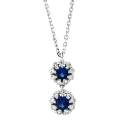 Collier aus 750 Weißgold 2 Saphire 0,43ct blau 18 Brillanten 0,23ct TW-SI L:43,2cm