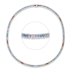 Collier aus 750 Weißgold 196 Saphire 12,61ct mehrfarbig 784 Brillanten 2,78ct F-SI