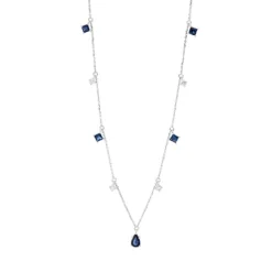 Collier aus 750 Weißgold 5 Saphire 0,95ct blau 4 Brillanten 0,2ct W-SI L:45cm