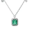 Collier aus 750 Weißgold Smaragd 0,4ct grün 22 Brillanten 0,17ct I L:46cm