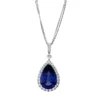 Collier aus 750 Weißgold Tansanit 13,94ct blau 35 Diamanten 1,49ct TW-SI L:45,7cm