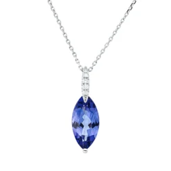 Collier aus 750 Weißgold Tansanit 2,61ct blau 6 Brillanten 0,05ct TW-SI L:45,7cm