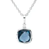 Collier aus 750 Weißgold Topas 0,81ct London Blue Brillant 0,02ct TW-SI L:45cm
