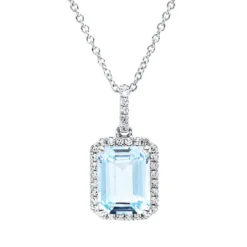 Collier aus 750 Weißgold Topas 2,93ct skyblue 34 Diamanten 0,13ct TW-SI L:45cm