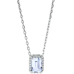 Collier aus 750 Weißgold Topas 1,39ct skyblue 20 Brillanten 0,08ct TW-SI L:45,7cm