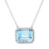 Collier aus 750 Weißgold Topas 4,3ct skyblue 28 Brillanten 0,15ct TW-SI L:43,2cm