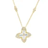 Collier Blume aus 750 Gold Gelbgold 26 Diamanten 0,44ct L:45cm