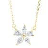 Collier Blume aus 750 Gold Gelbgold 5 Diamanten 0,34ct TW-VSI L:45,7cm