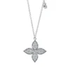 Collier Blume aus 750 Gold Weißgold 25 Diamanten 0,25ct TW-SI L:45cm