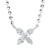 Collier Blume aus 750 Weißgold 4 Diamanten Navette-Schliff 0,36ct TW-VSI L:45,7cm