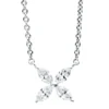 Collier Blume aus 750 Weißgold 4 Diamanten Navette-Schliff 0,3ct TW-SI L:45cm