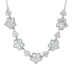 Collier Blumen aus 750 Gold Weißgold 48 Diamanten 0,91ct TW-SI L:45cm