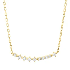 Collier Bogen aus 750 Gold Gelbgold 10 Diamanten 0,16ct L:45,7cm