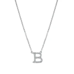 Collier Buchstabe B aus 750 Weißgold 25 Brillanten 0,11ct TW-SI L:43,2cm