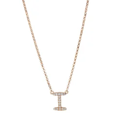 Collier Buchstabe I aus 750 Rotgold 15 Brillanten 0,06ct TW-SI L:43,2cm