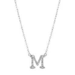 Collier Buchstabe M aus 750 Weißgold 29 Brillanten 0,15ct TW-SI L:43,2cm