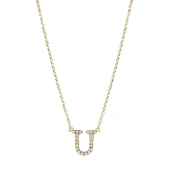 Collier Buchstabe U aus 750 Gelbgold 20 Brillanten 0,07ct TW-SI L:43,2cm