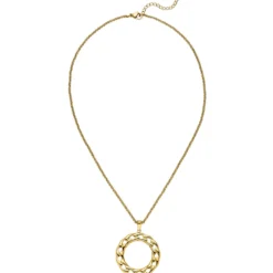 Collier Erbskette mit Anhänger Kreis Ø 32,8mm aus Edelstahl goldfarben 42-46cm