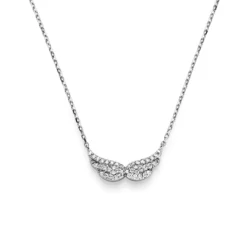 Collier Flügel aus 585 Gold Weißgold mit 42 Diamanten 0.21ct TW-SI 42-45cm