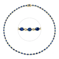 Collier 750 Gelbgold 57 Saphire 16,49ct blau 57 Brillanten 1,16ct F-VSI/SI L:40,6cm