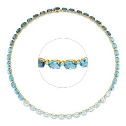 Collier 750 Gelbgold 46 Topase 42ct London Blue 46 Brillanten 0,79ct TW-SI L:42cm