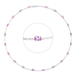 Collier 750 Gold weiß/rot 20 Saphire 11,96ct pink 187 Brillanten 3,4ct TW-VSI/SI